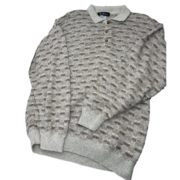 Alan Stuart Other - Vintage Alan Stuart Knit Sweater 3D Beige  Pullover 90's 100% Cotton Large L